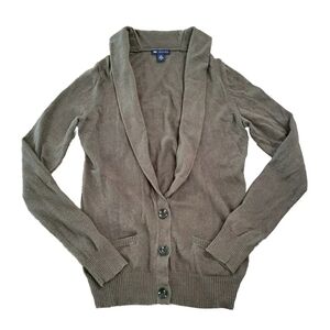 Gap Sweater Women's XS Forest Green Cashmere Blend Cardigan Outdoors Preppy